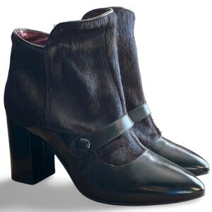 HEGOS Made in Italy Avant-Garde Pony Hair & Patent Leather Ankle Boots